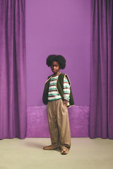 PLUTO PATCH CHECK TROUSERS HARRY LAMBERT FOR ZARA X DISNEY - Light camel by Zara