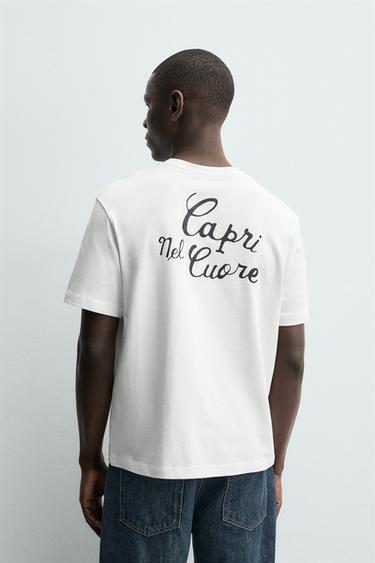 تيشرت BOXY FIT نص كابري - أبيض مكسور الخاص بـ Zara