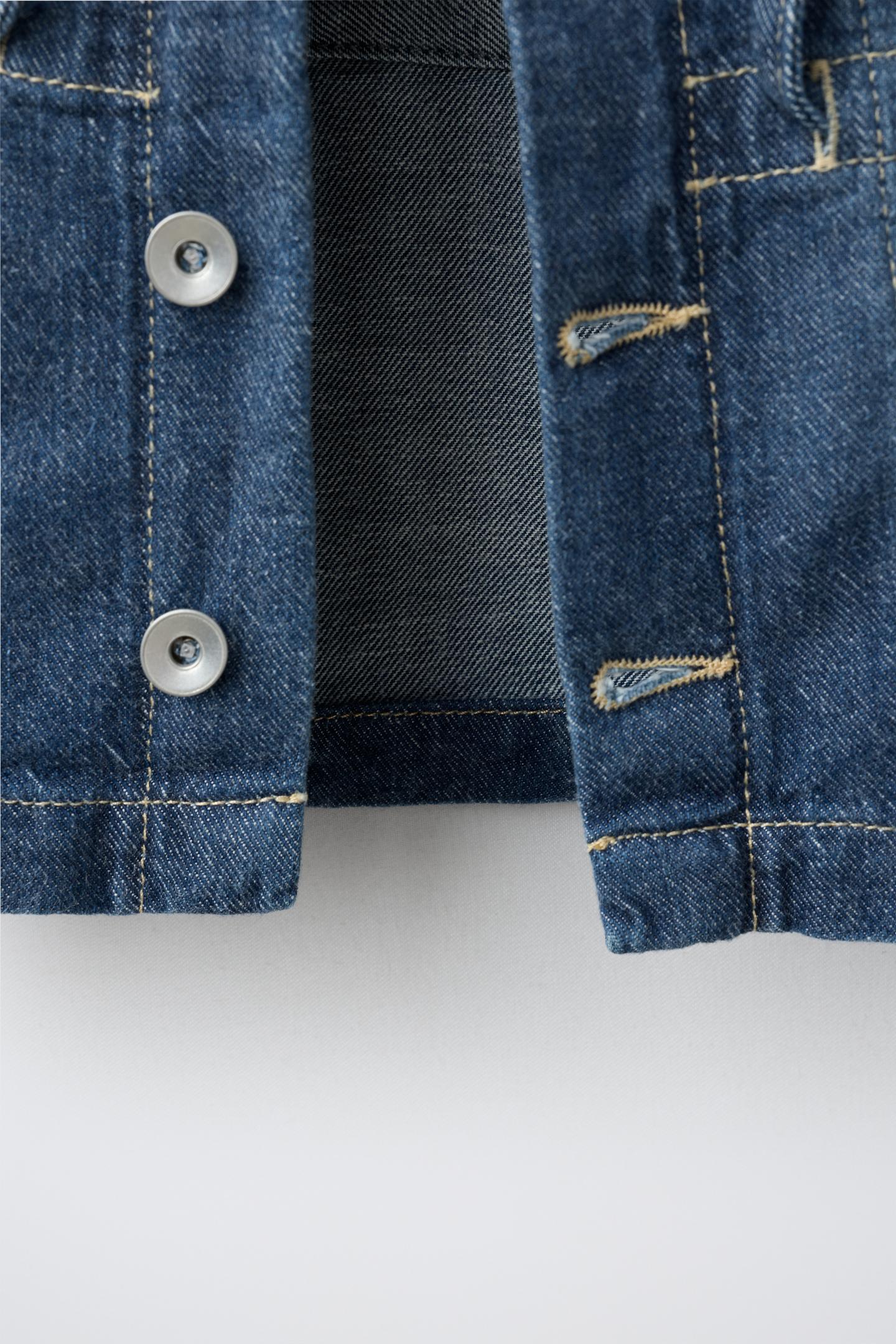 Детская куртка Zara Denim Jacket with Drawstring, цвет: Индиго — фото 4