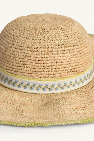 LIMITED EDITION EMBROIDERED RAFFIA HAT - Light beige by Zara - Image 6