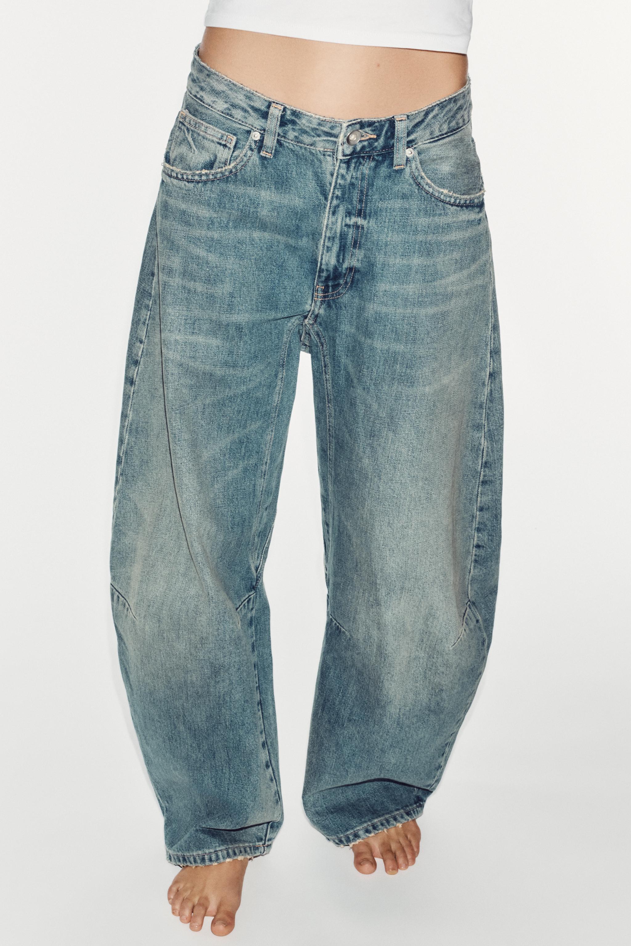 TRF MID-RISE BALLOON JEANS — Blue