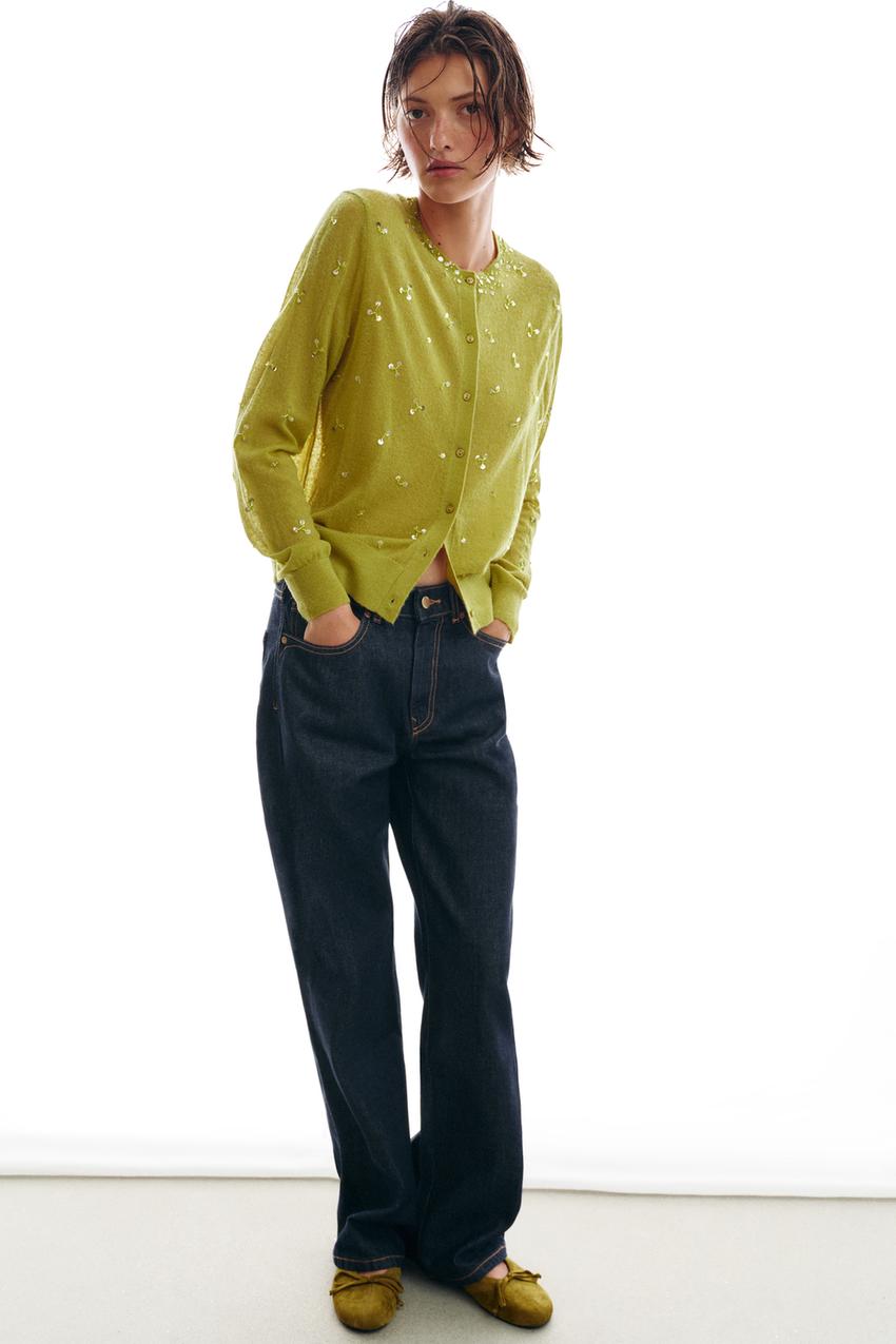 SEQUIN KNIT CARDIGAN - Apple green | ZARA United States
