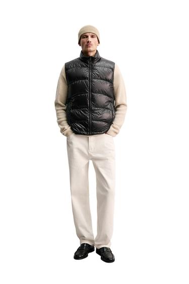80% DOWN - 20% FEATHER WATER-REPELLENT QUILTED WAISTCOAT ORIGINS - Black by Zara
