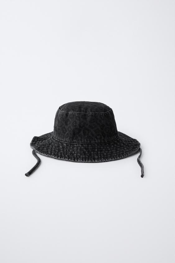 ANIMAL PRINT DENIM BUCKET HAT - Black by Zara - Image 0