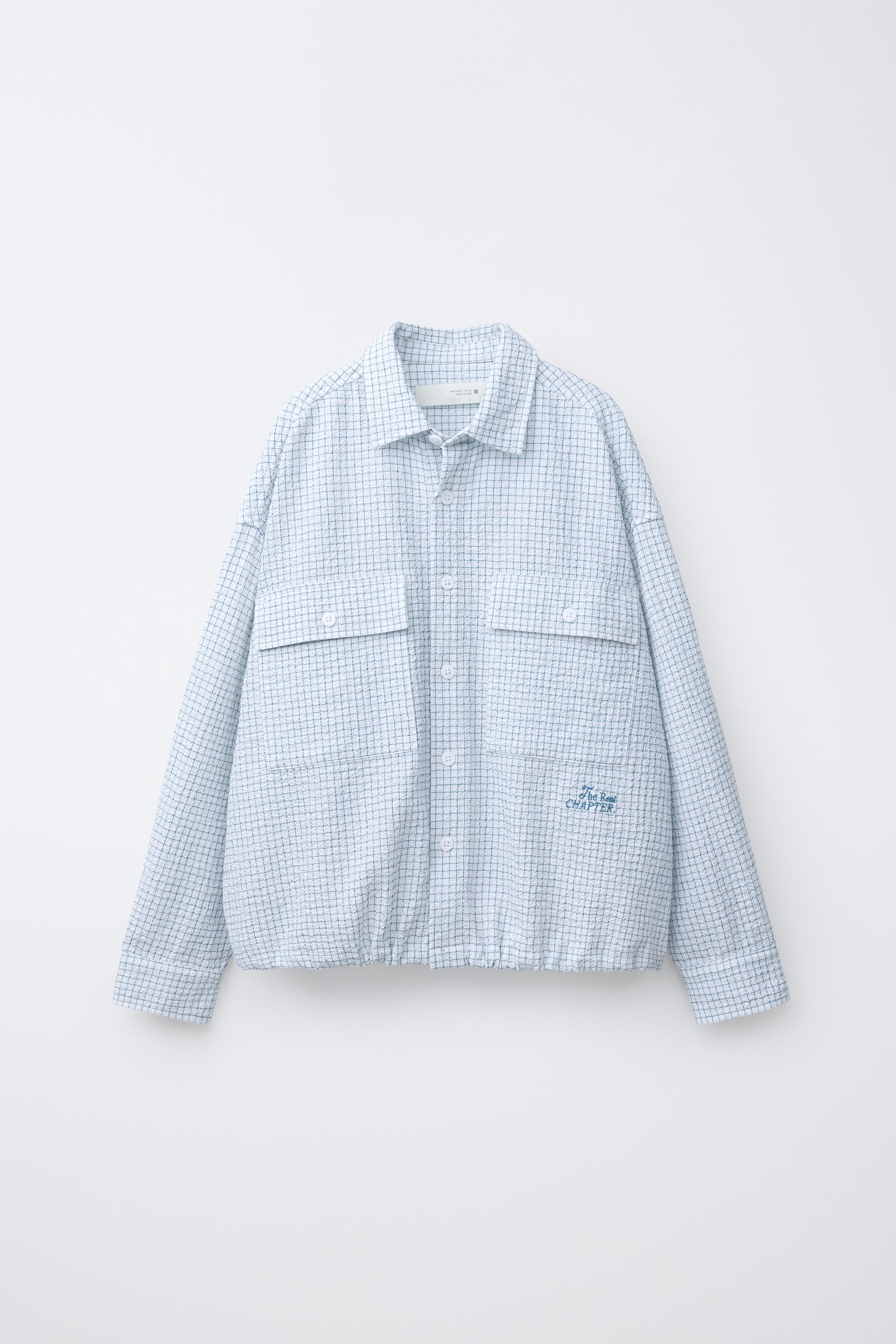 テクスチャーチェック柄シャツジャケット - ブルー | ZARA Japan / 日本