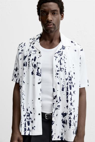 CHEMISE ÉLASTIQUE À IMPRIMÉ FEUILLES - Blanc de Zara - Image 4