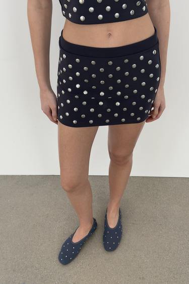 STUDDED MINI SKIRT - Grey by Zara - Image 2