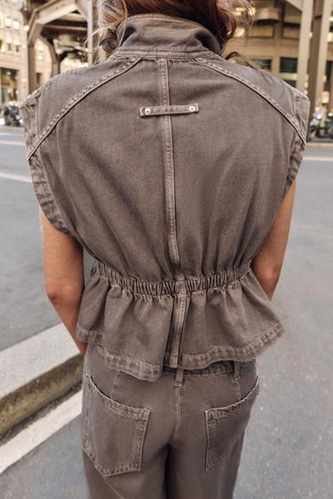 CHALECO Z1975 DENIM CUELLO SUBIDO - Marrón vigoré de Zara