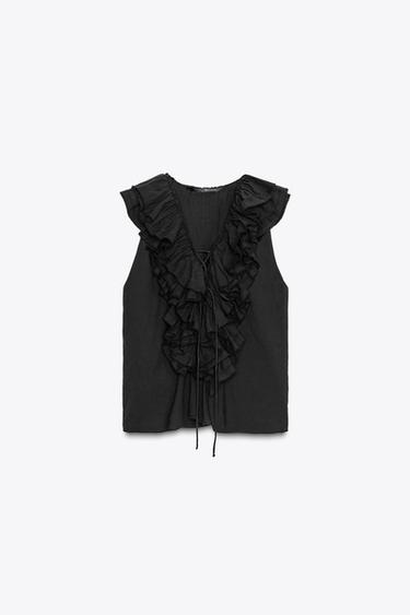 TOP À VOLANTS ZW COLLECTION - Noir de Zara - Image 7