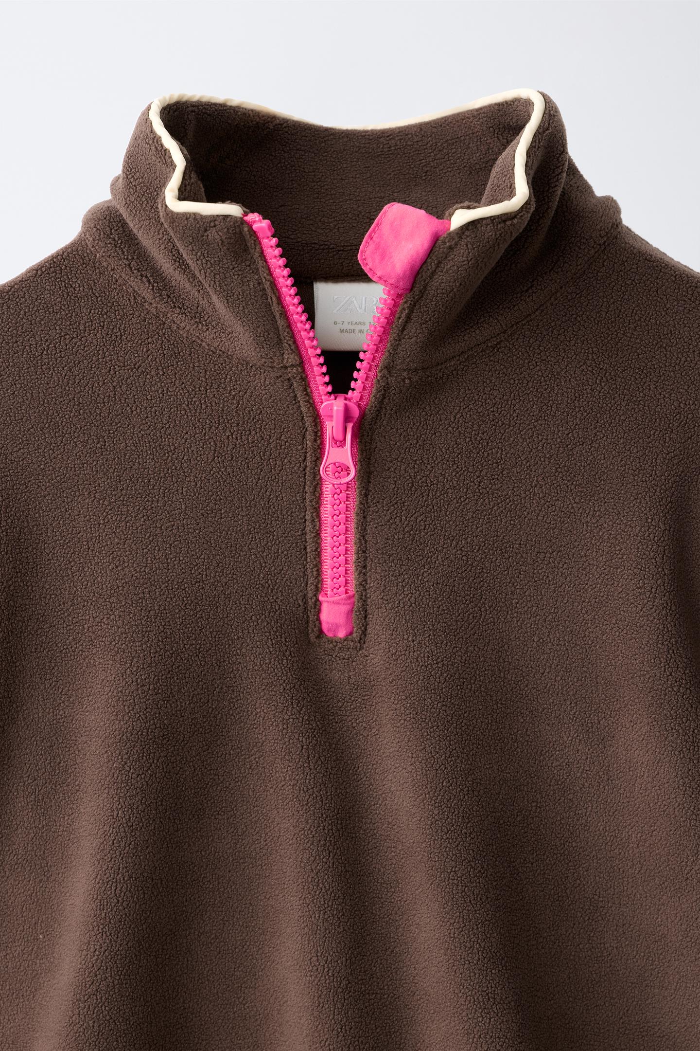 Детская толстовка Zara Contrast Piping Fleece, цвет: Коричневый — фото 3