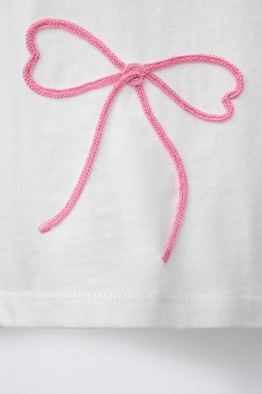 DRAWSTRING BOW T-SHIRT - White by Zara - Image 3