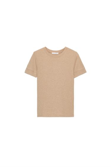 Zara SHORT SLEEVE T-SHIRT - Beige marl