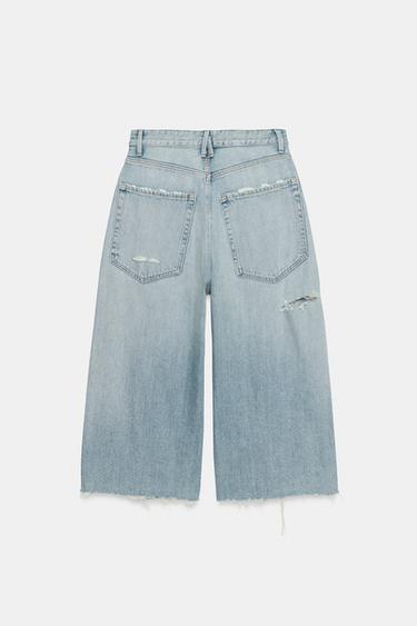 SHORT EN JEAN TRF DÉCHIRÉ TAILLE MOYENNE - Bleu clair de Zara - Image 1