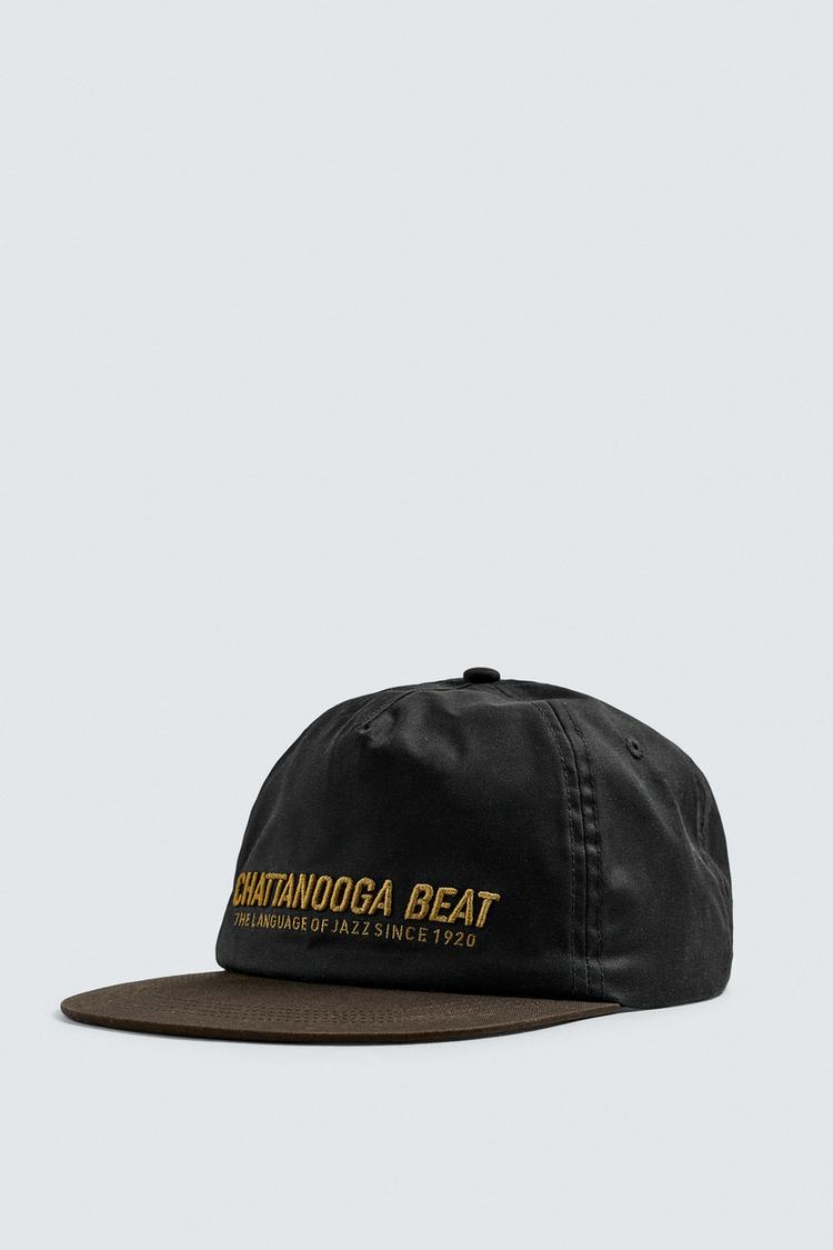 ZARA EMBROIDERED FLAT PEAK CAP