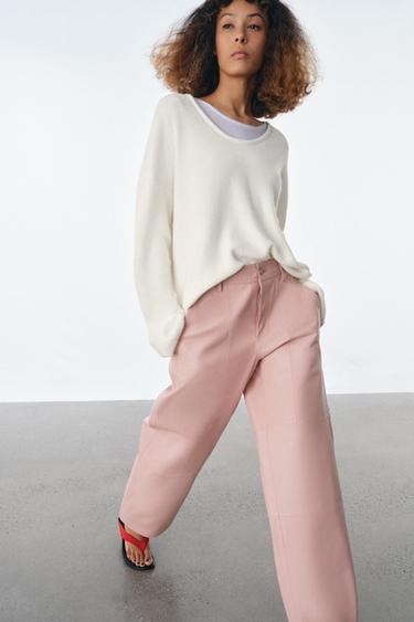 PANTALON EN CUIR 100% ZW COLLECTION ÉDITION LIMITÉE - Rose de Zara - Image 4