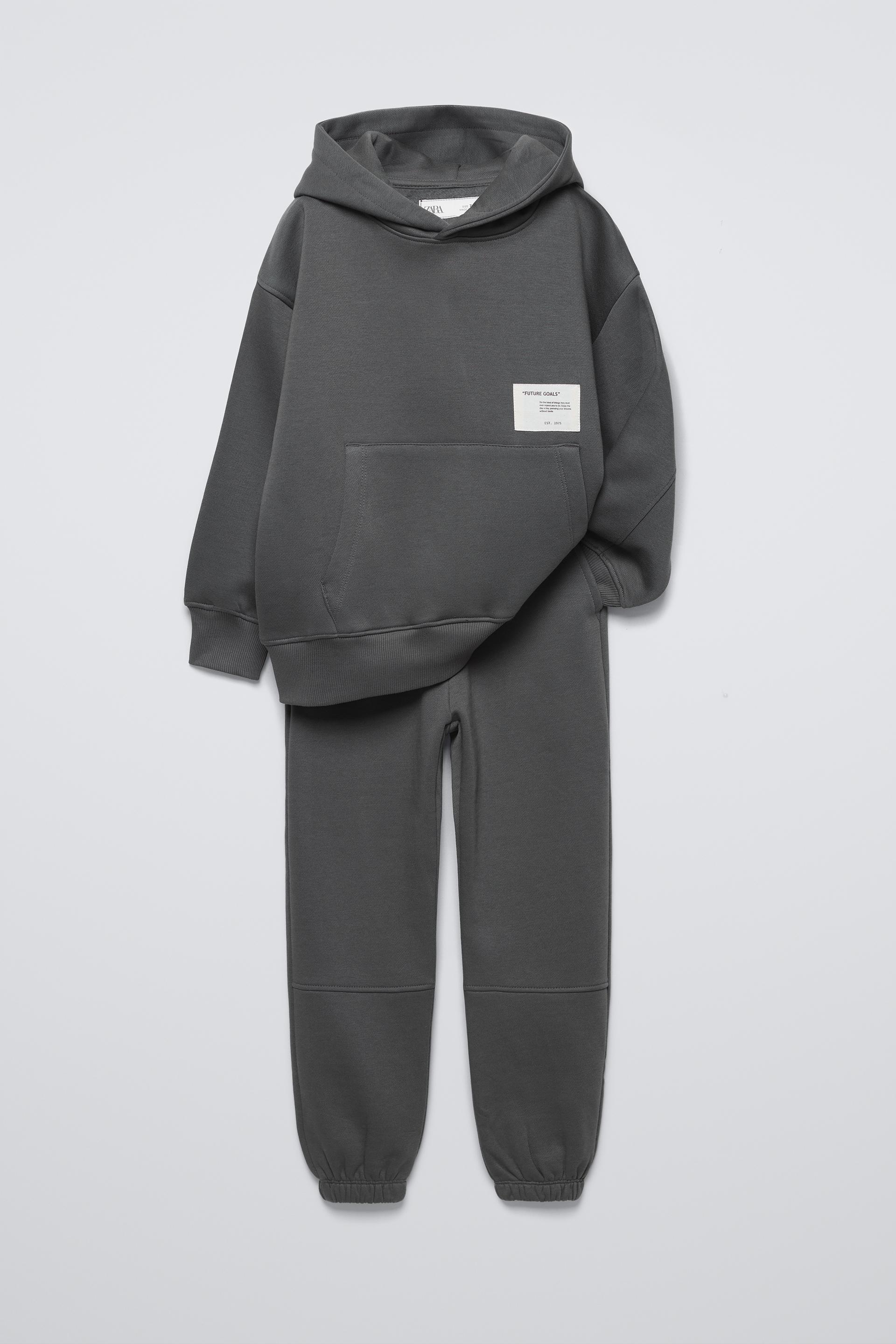 LABEL HOODIE AND JOGGERS SET - Grey | ZARA Ireland