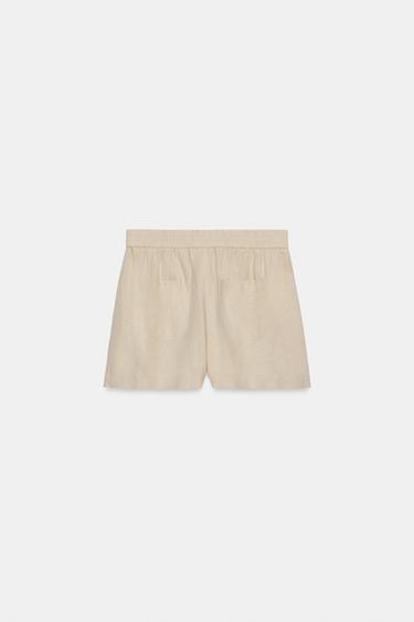 SHORT EN LIN À TAILLE ÉLASTIQUE - Beige clair de Zara - Image 3