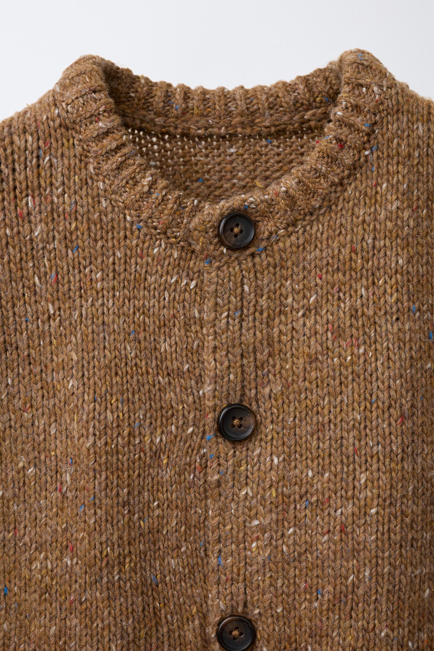 Детский жилет Zara Botonato Knit, цвет: Светлый коричневый — фото 4