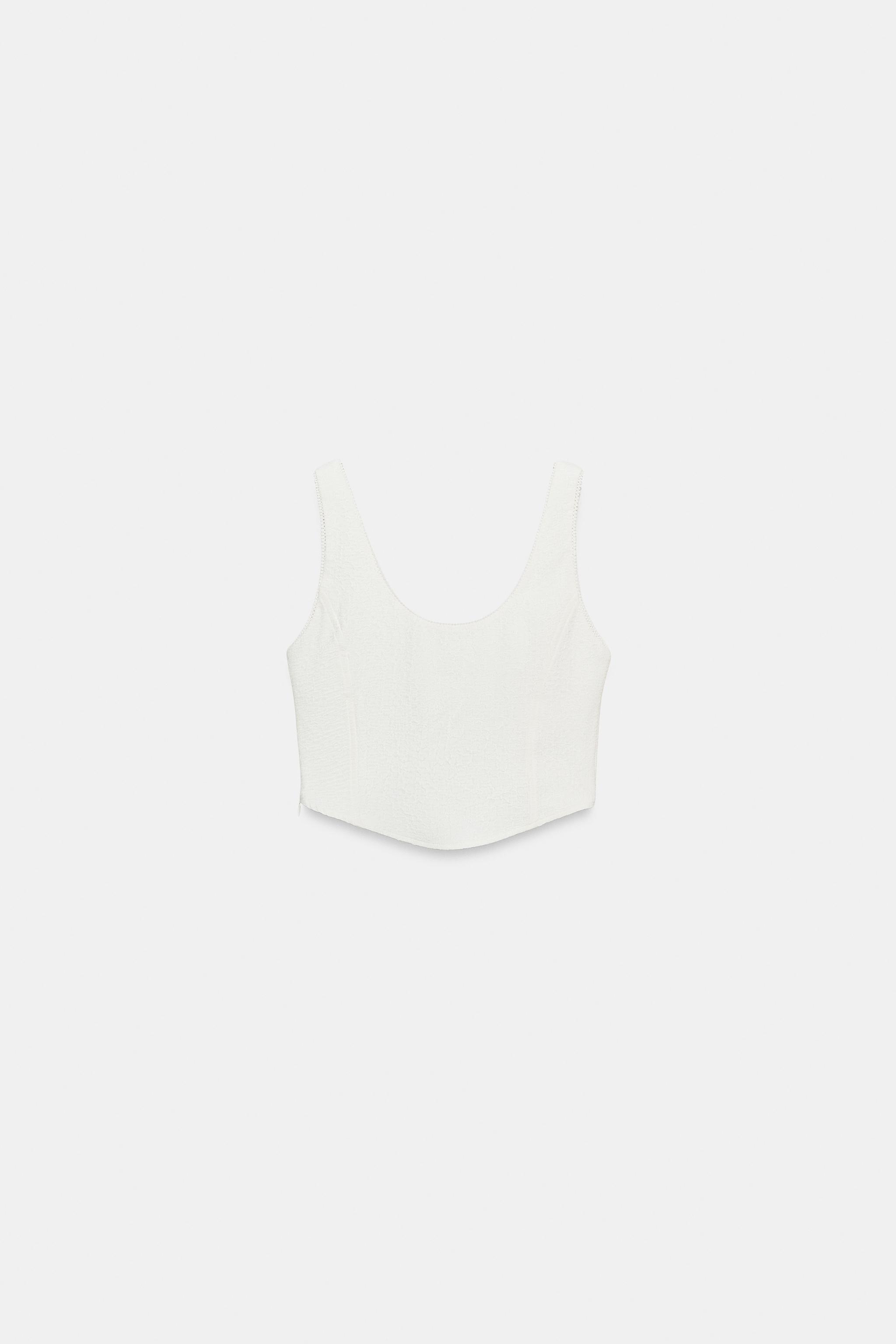 TOP TEXTURÉ BRODÉ STYLE CORSET