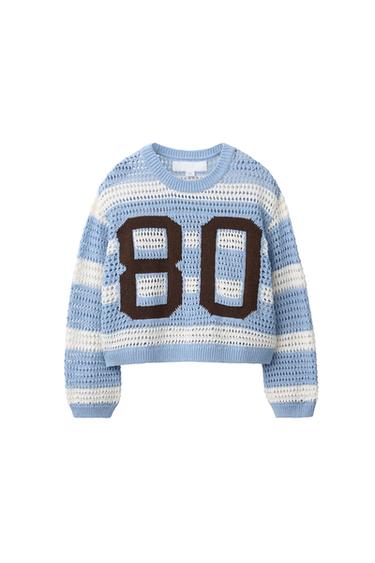 JERSEY PUNTO RAYAS NÚMERO - Azul pastel de Zara