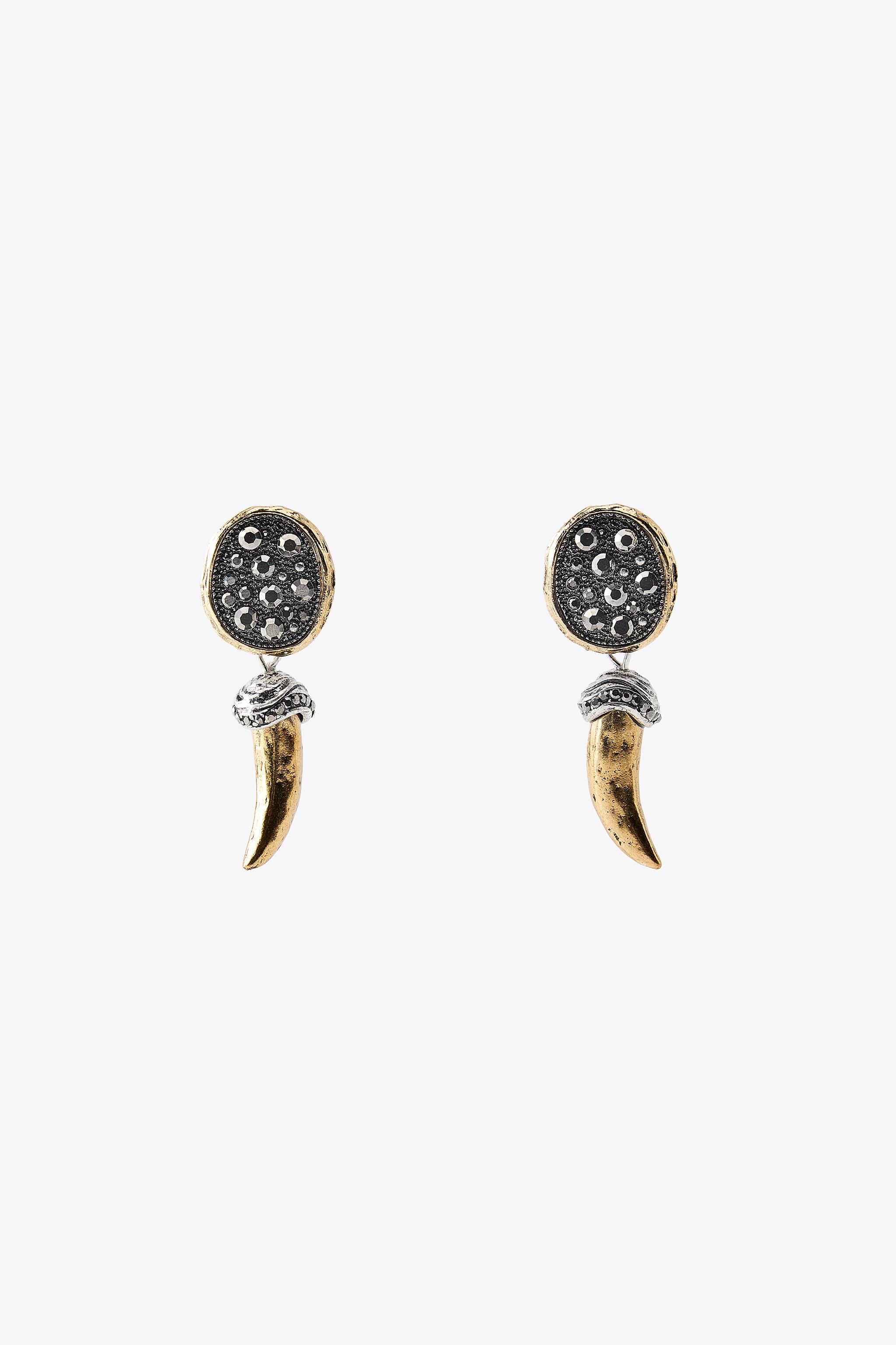 SPARKLY HORN EARRINGS - Aged gold | ZARA United States SPARKLY HORN EARRINGS - Aged gold | ZARA United States