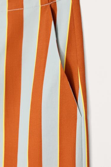 LIMITED EDITION STRIPED WIDE-LEG TROUSERS - Orange by Zara - Image 6