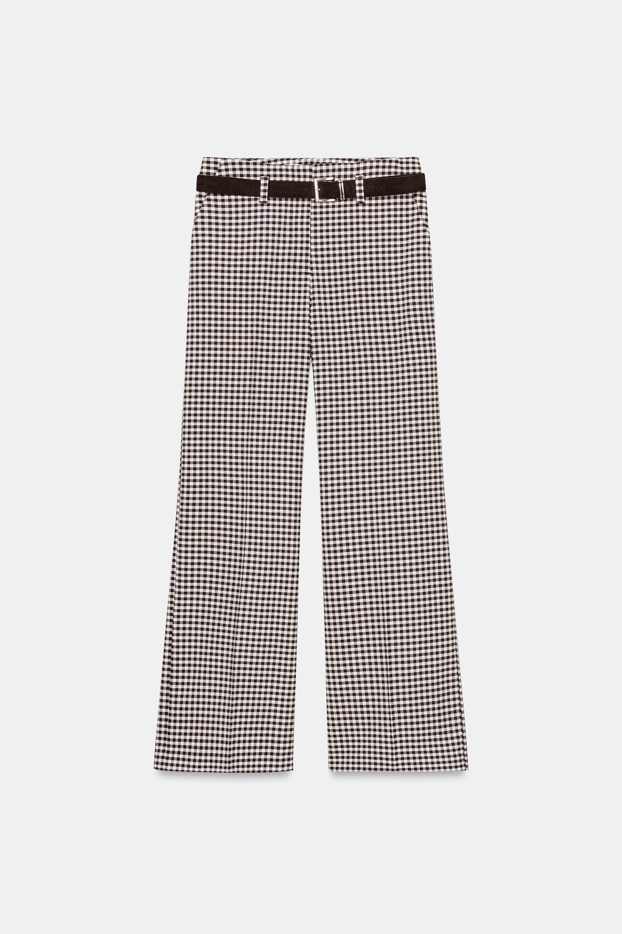 PANTALON DROIT CEINTURE CARREAUX VICHY