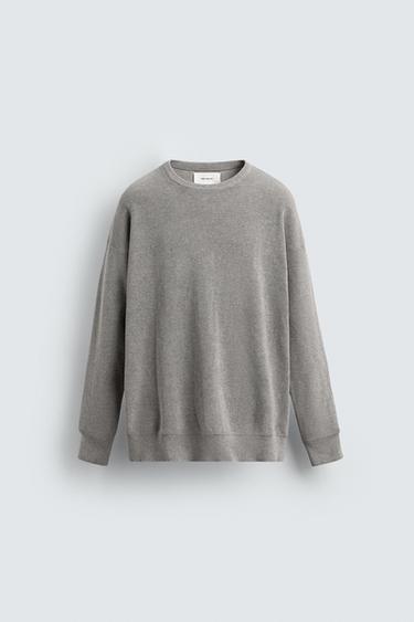 TEXTURED COTTON SWEATER - Grey marl by Zara