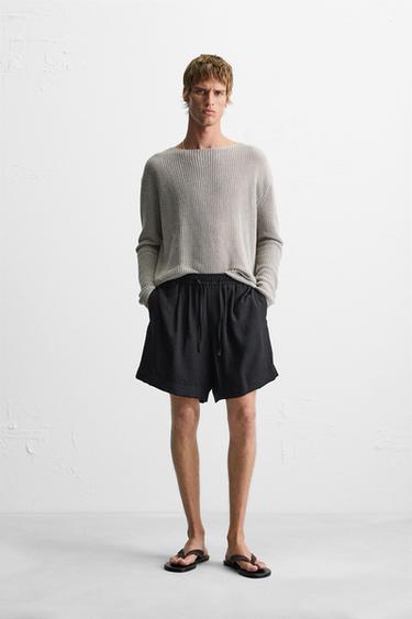 BERMUDA FLUIDE RELAXED FIT - Bleu de Zara