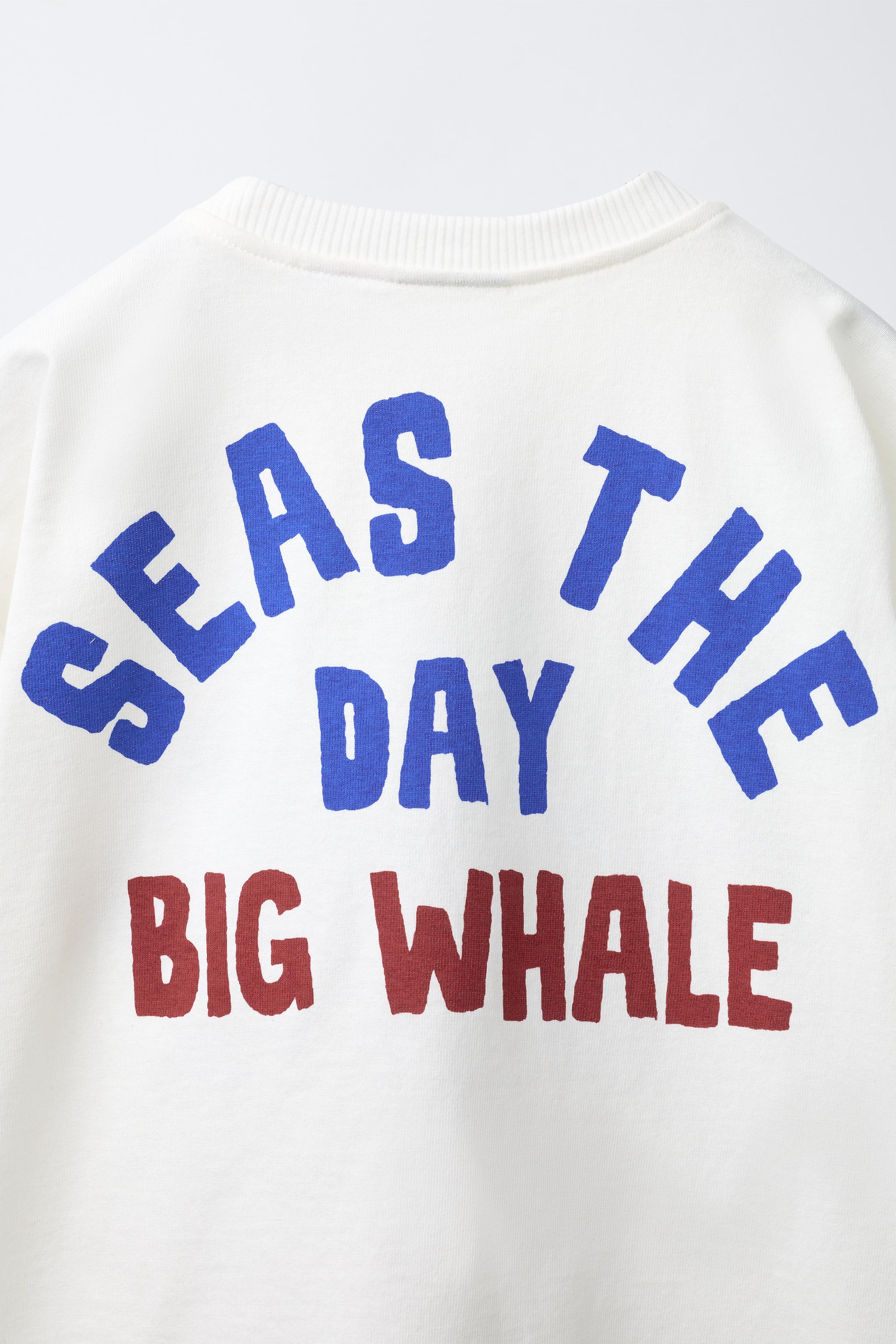 Детские футболки Zara WHALE PATCH T-SHIRT — фото 4