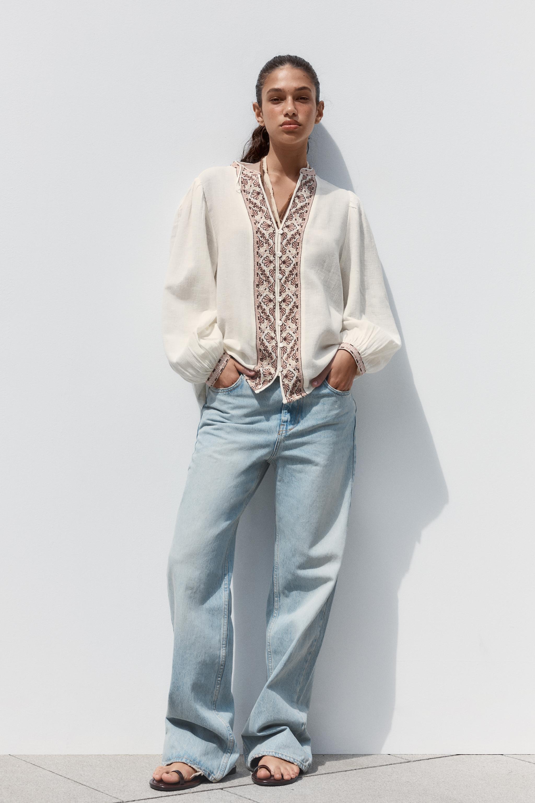 刺繍シャツ - オフホワイト | ZARA Japan / 日本