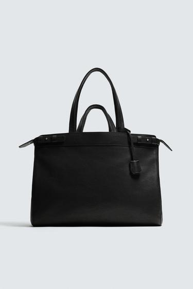 LEATHER TOTE BAG - Black by Zara