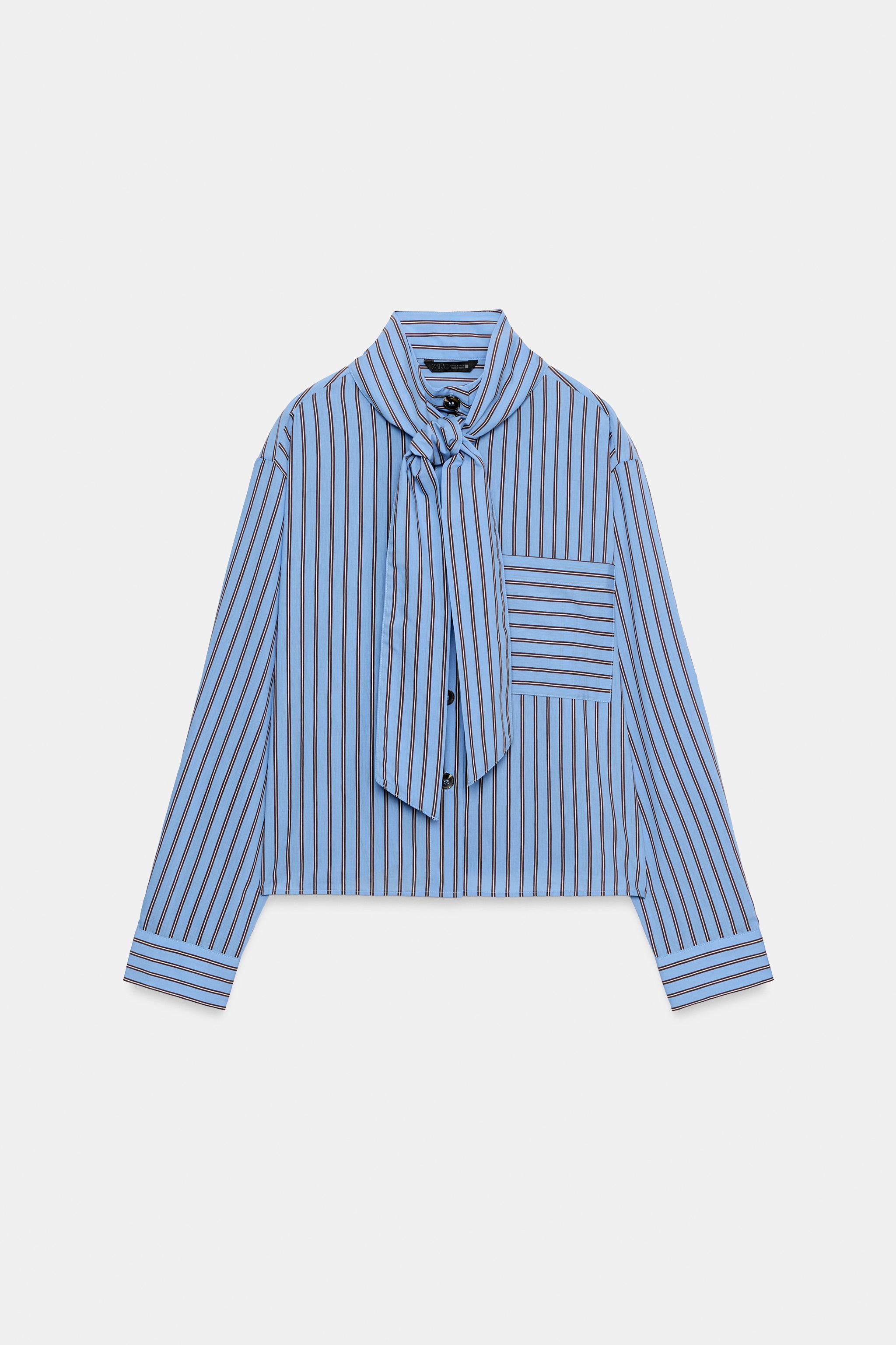 STRIPED TIE-DETAIL SHIRT
