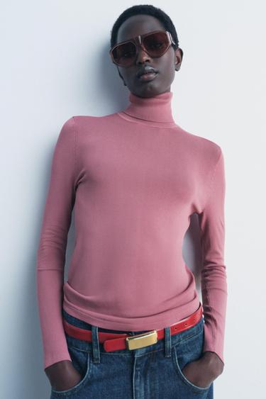 THIN LEATHER BELT WITH RECTANGULAR BUCKLE - Red by Zara