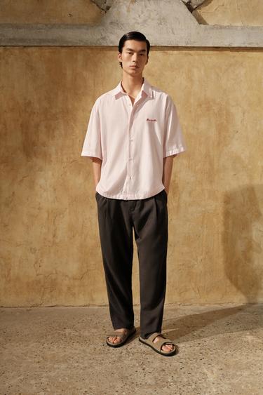 CONTRAST EMBROIDERY SHIRT - Pink by Zara - Image 0