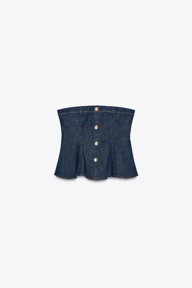 TOP Z1975 PÉPLUM EN JEAN - Indigo de Zara - Image 4