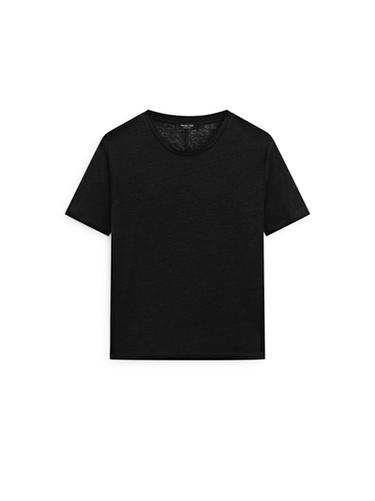 Zara Linen short sleeve T-shirt - Black