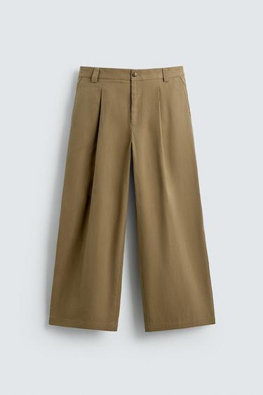 PANTALÓN BARREL FIT PLIEGUES - Beige de Zara