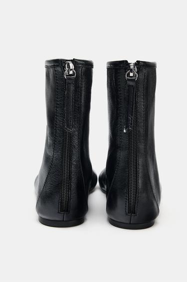 BOTTINES PLATES EN CUIR - Noir de Zara - Image 5