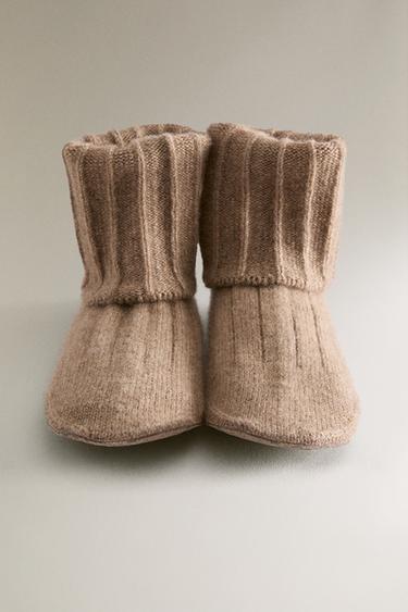 KIDS' CASHMERE SOCKS WITH LEATHER SOLE - Sand Brown by Zara - Image 2