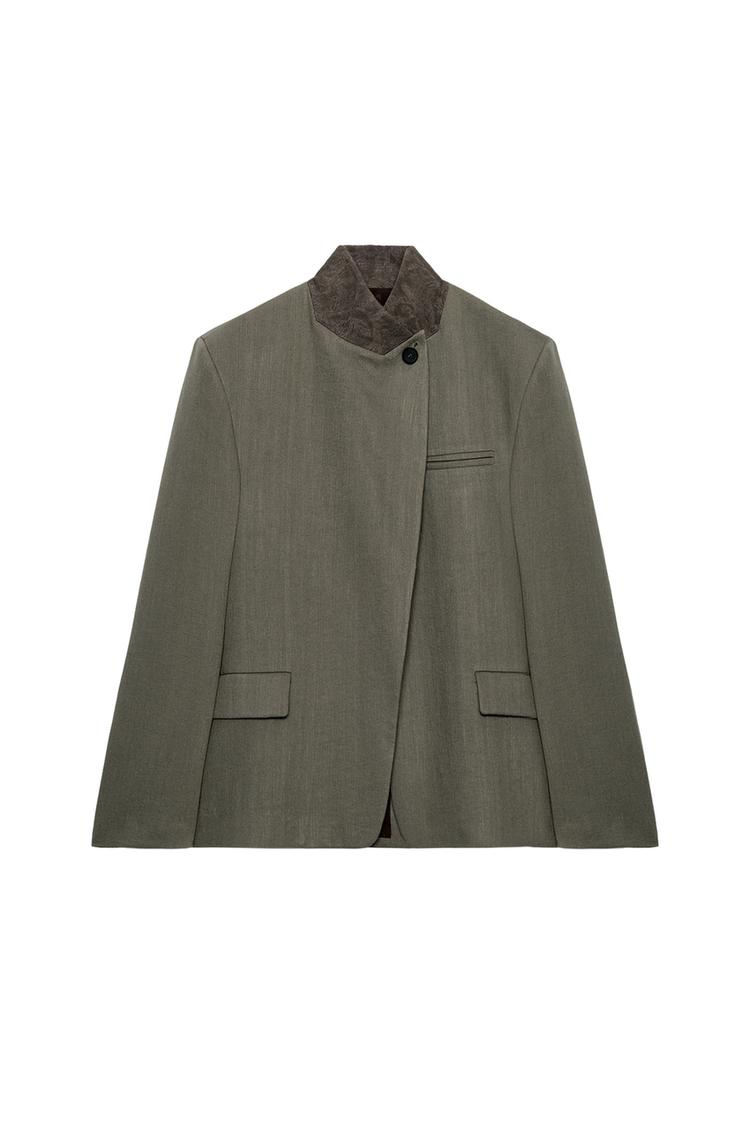 Blazer cuello contraste zw collection