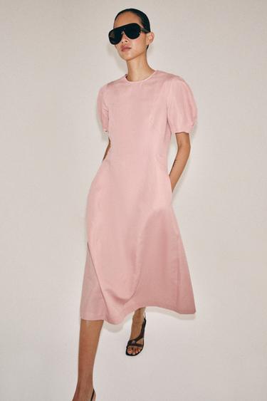 VESTIDO MIDI DE LINHO ZW COLLECTION - Rosa da Zara