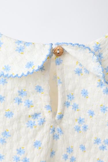 FLORAL TEXTURED T-SHIRT - Ecru by Zara - Image 3