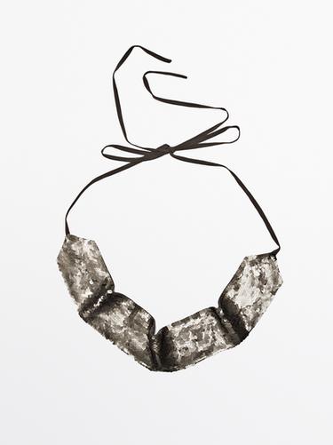 Zara Sequinned sash belt - Green