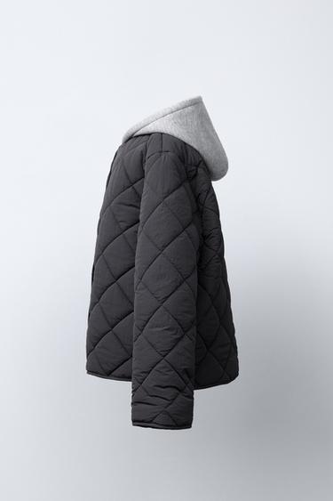 VESTE REMBOURRÉE SWEAT À CAPUCHE - Gris anthracite de Zara - Image 2