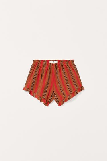 ШОРТИ В СМУЖКУ З ВОЛАНАМИ LIMITED EDITION - Цеглястий Zara