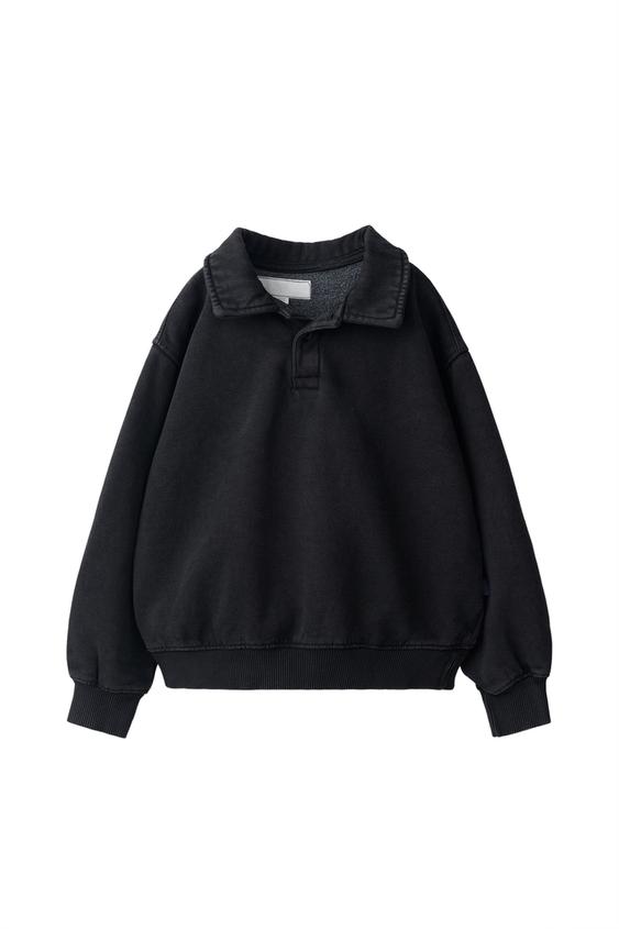 SUDADERA CUELLO POLO - Gris de Zara - Imagen 0