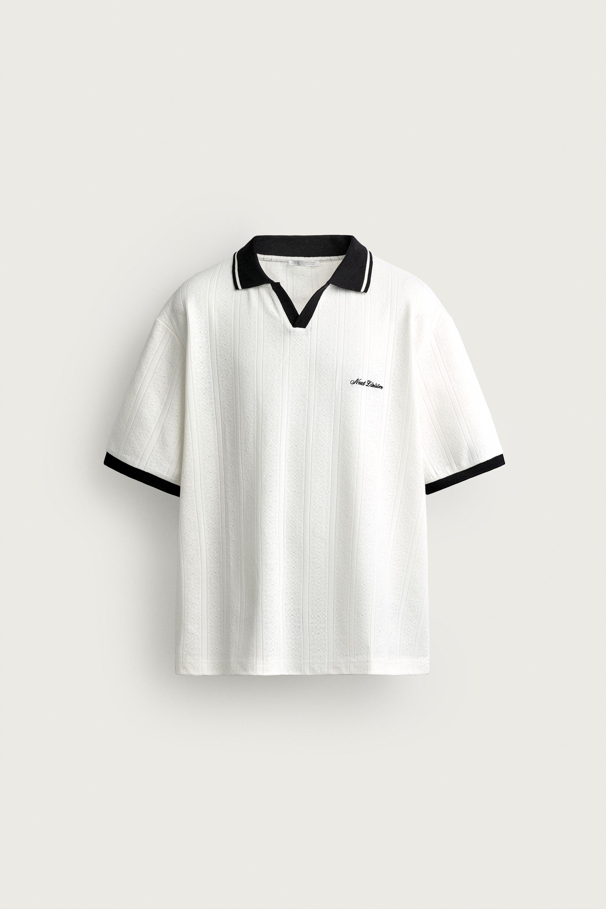RELAXED FIT EMBROIDERED TEXT POLO — Oyster-white