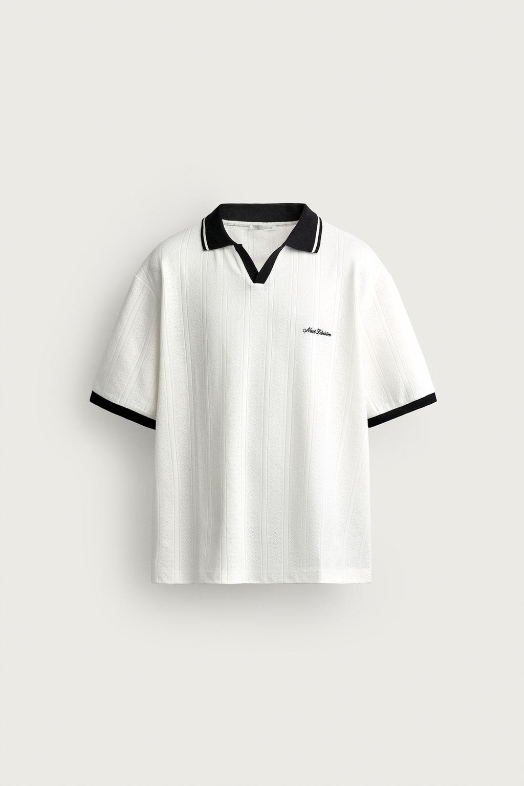 RELAXED FIT TEXTURED EMBROIDERED POLO SHIRT