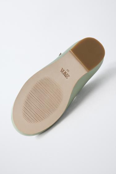T-BAR LEATHER BALLET FLATS - LIMITED EDITION - Green by Zara - Image 6